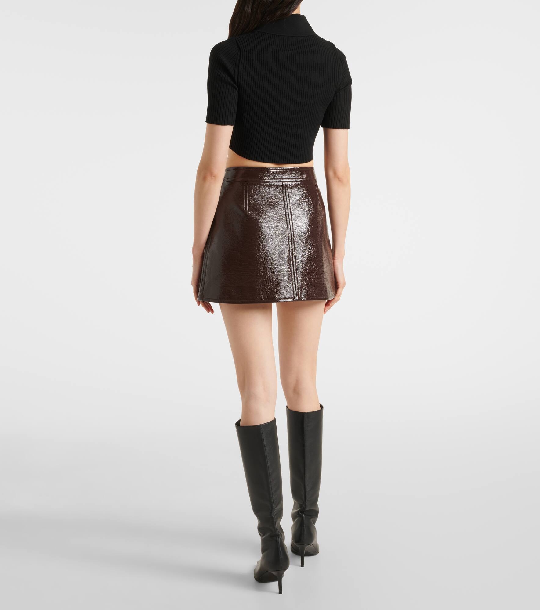 Ribbed-knit cropped polo shirt - 3