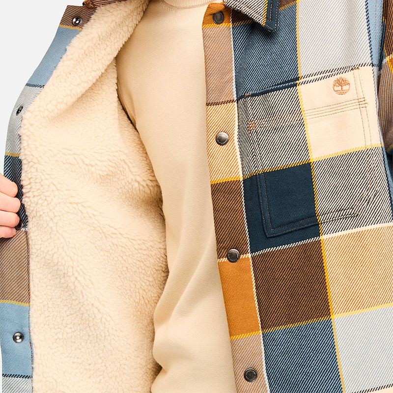 Men's High Pile Fleece Lined Plaid Overshirt 4