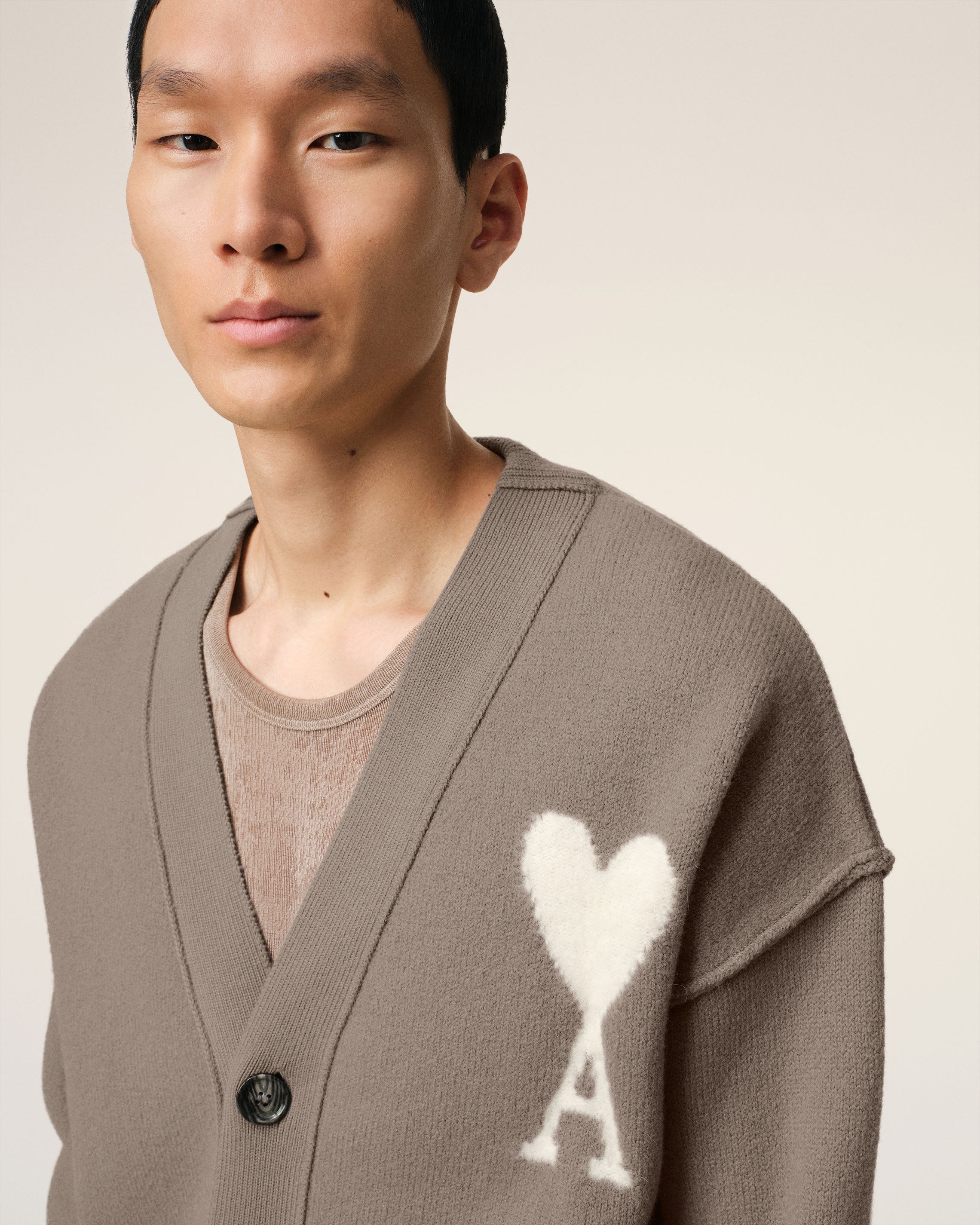 TAUPE WOOL AMI DE COEUR CARDIGAN - 4