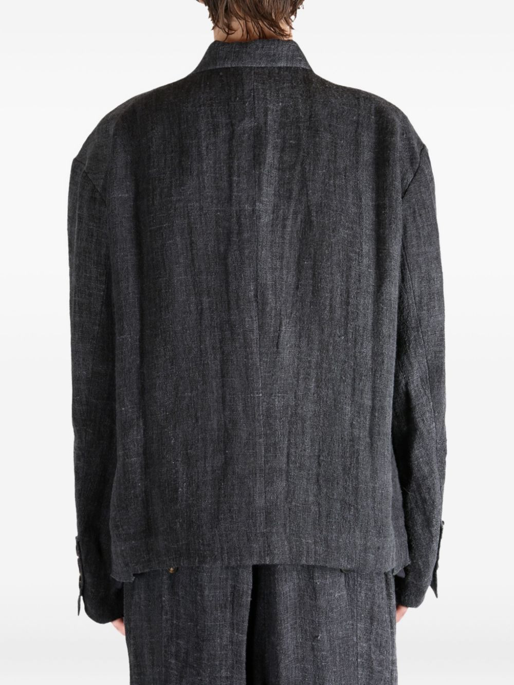 three-button patch-pocket coat - 5