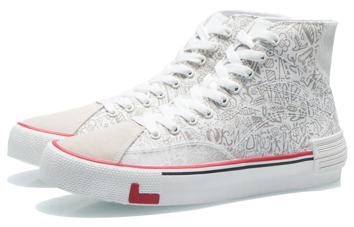 (WMNS) Li-Ning Weiwu Canvas Hi Shoes 'White Silver' AECR012-1 - 4