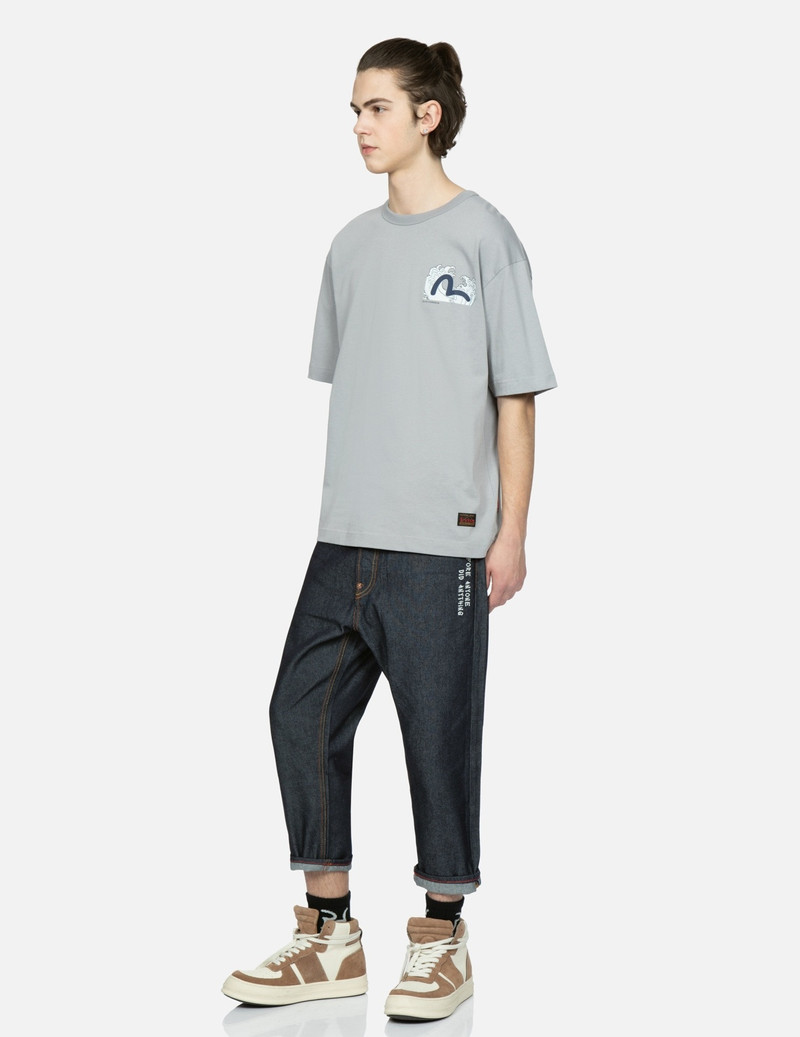 DRAGON-KOI AND SEAGULL EMBROIDERY CROPPED-FIT JEANS #2027 4