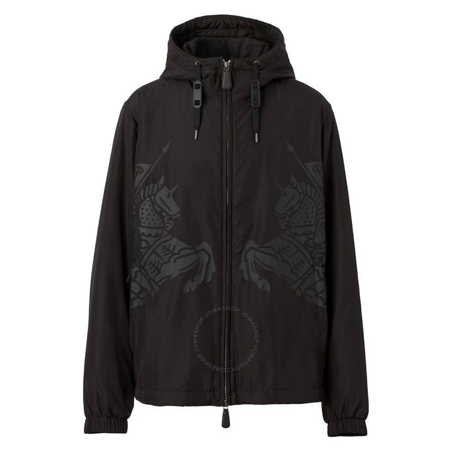 Burberry Black Equestrian Knight Design Printed Jacket - 1