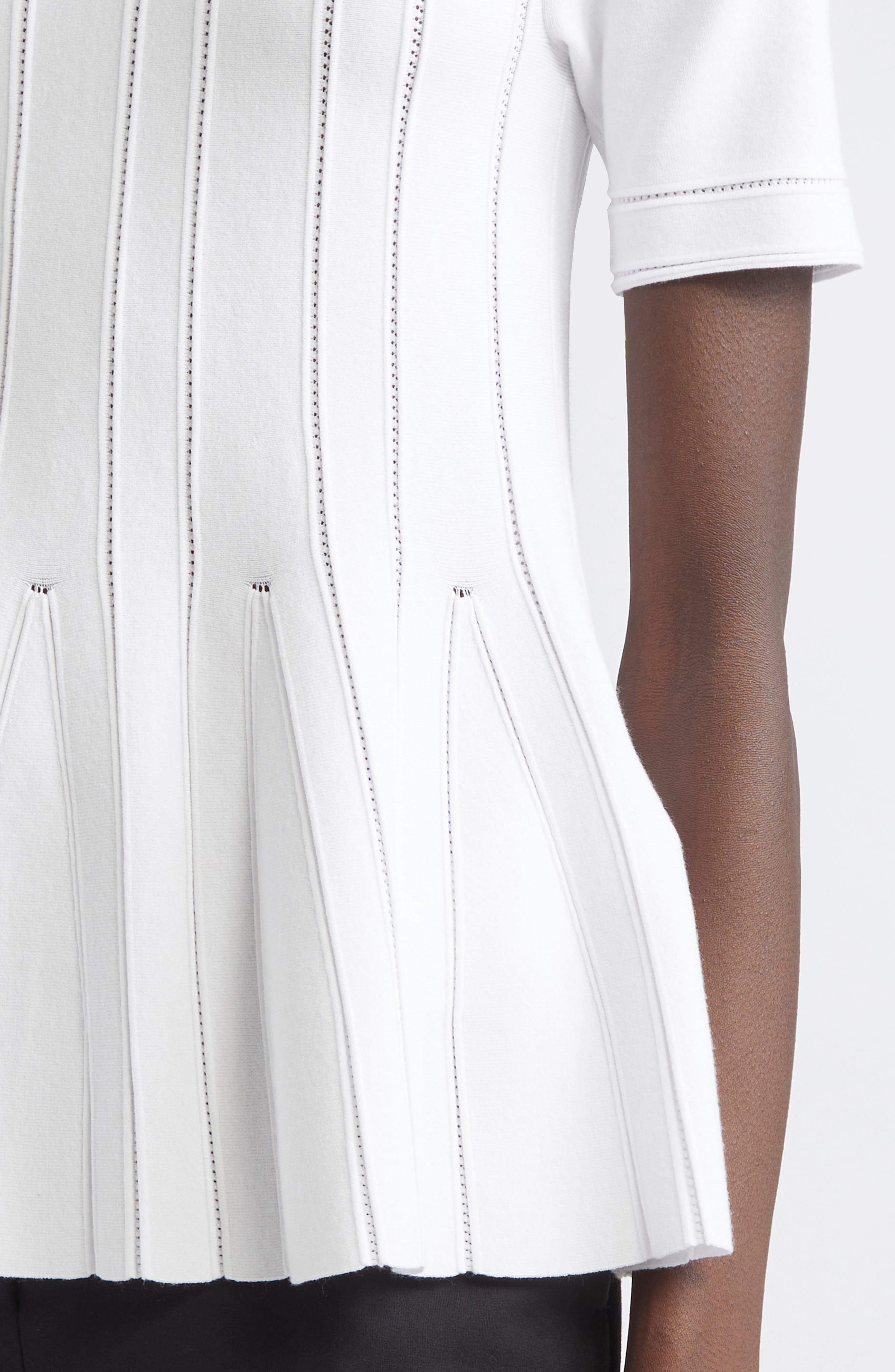 Max Mara Epoche Short Sleeve Peplum Sweater in White at Nordstrom - 4