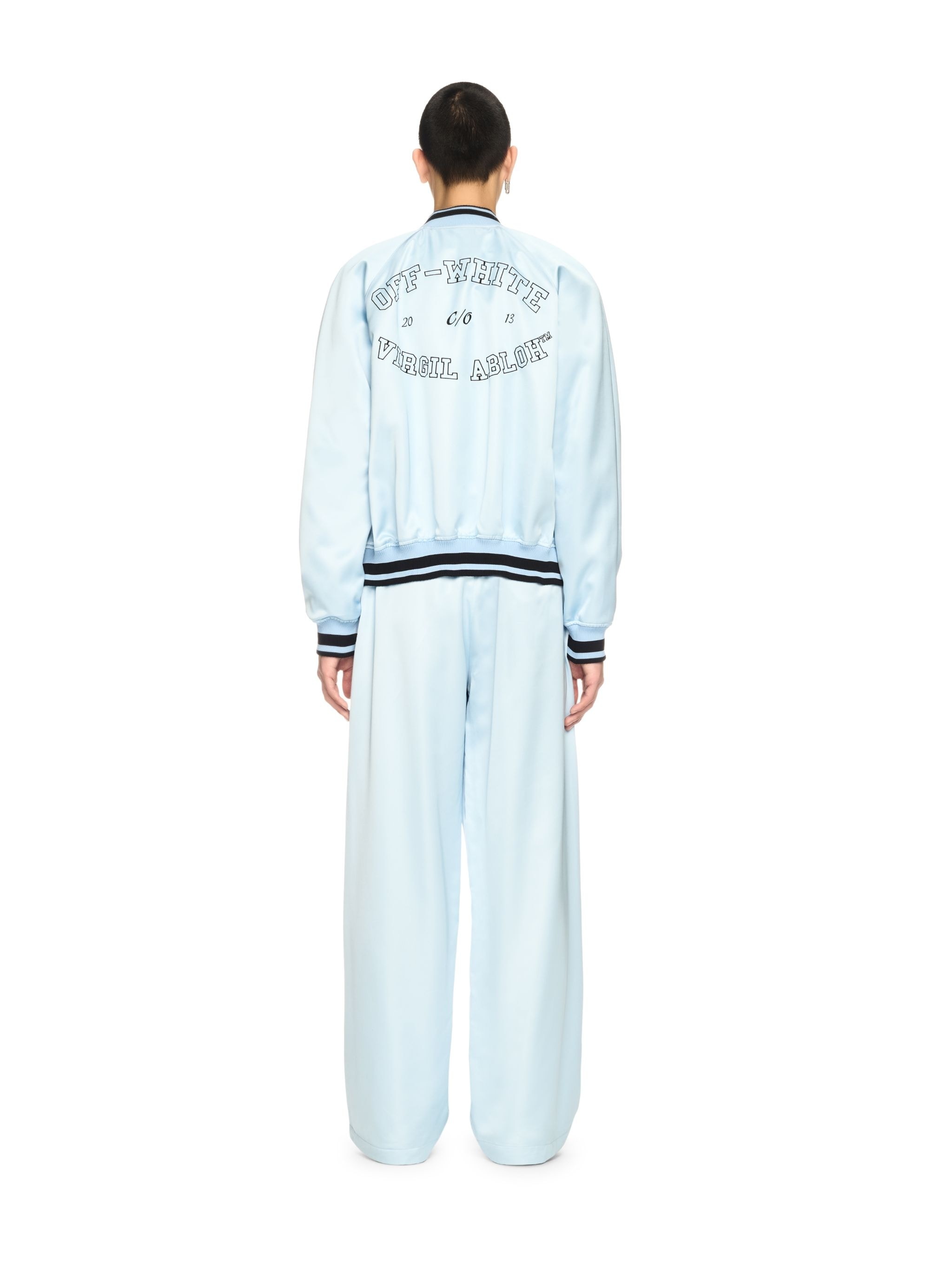 Sky Blue College Satin Souvenir Jacket - 4
