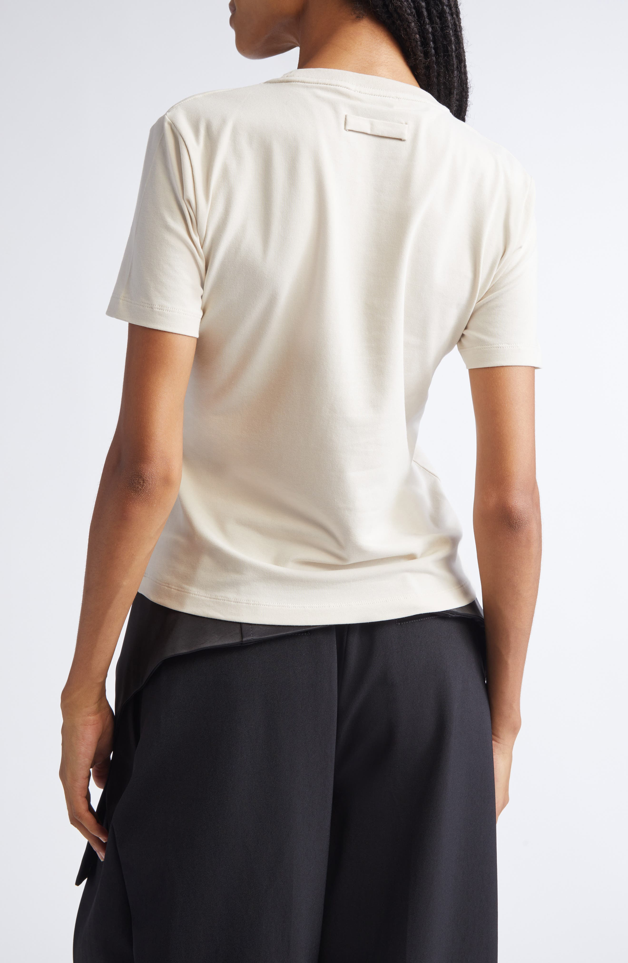 Jean Paul Gaultier Logo Stretch Cotton Baby Tee in Light Beige/Black at Nordstrom - 3