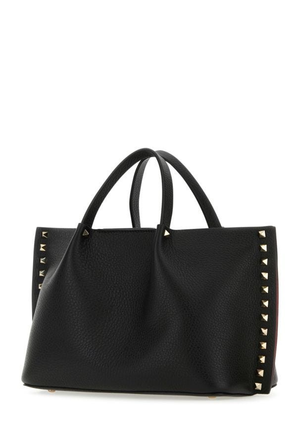 Black leather Rockstud handbag - 2