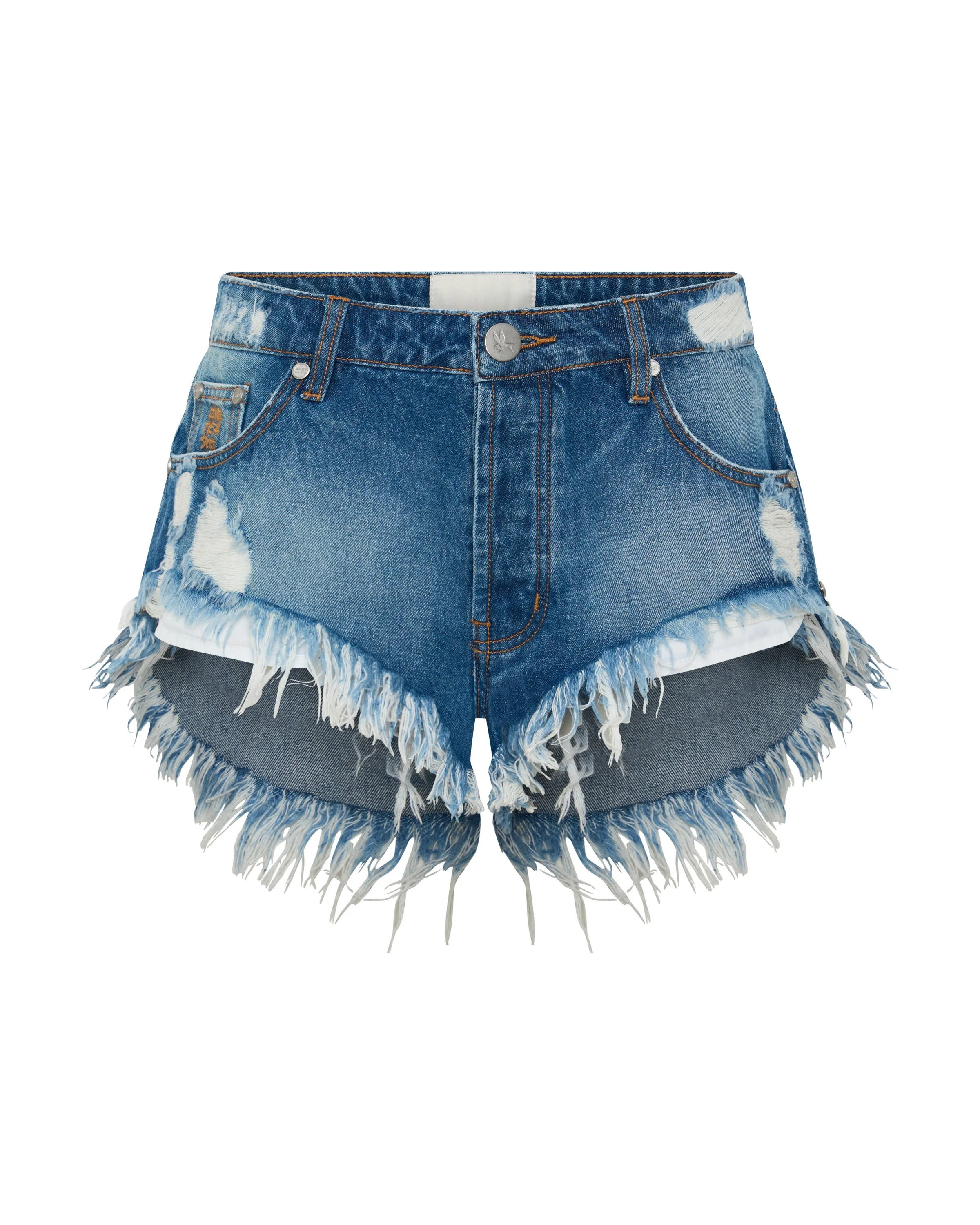 Rollers Low Waist Messed Up Denim Shorts - Pacifica Blue - 1