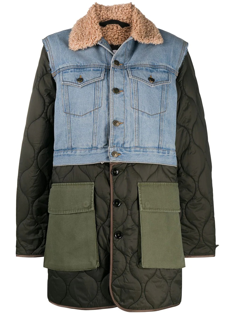 denim hybrid padded coat - 1