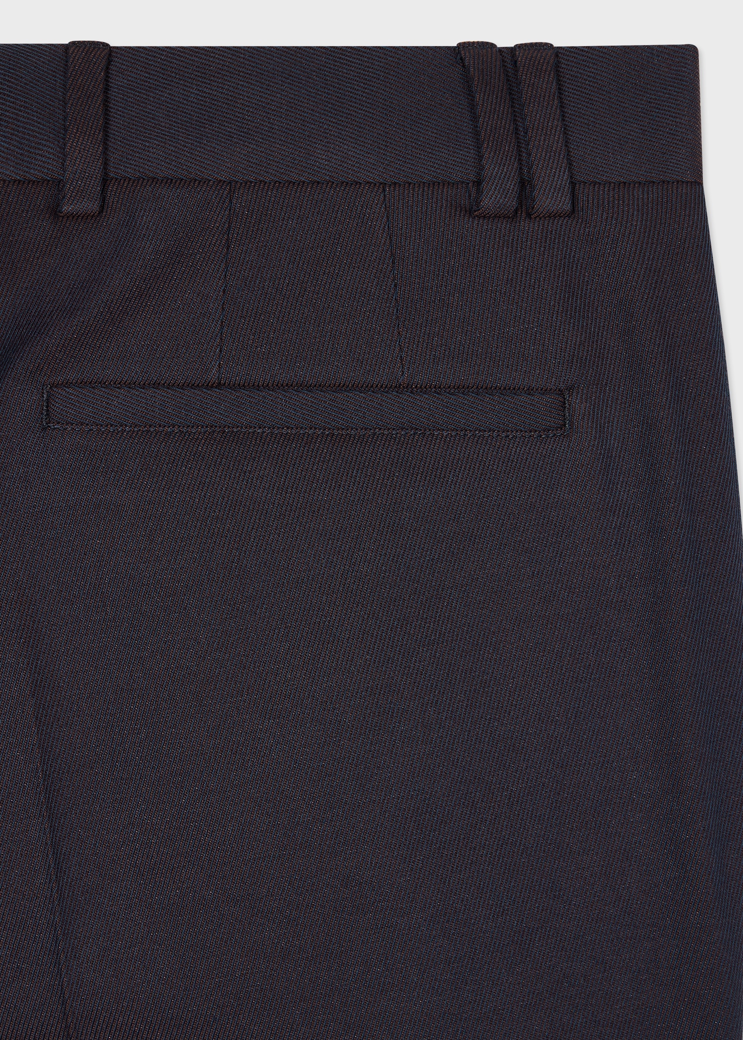 Navy Cotton And Wool-Blend Twill Wide Leg Trousers - 2