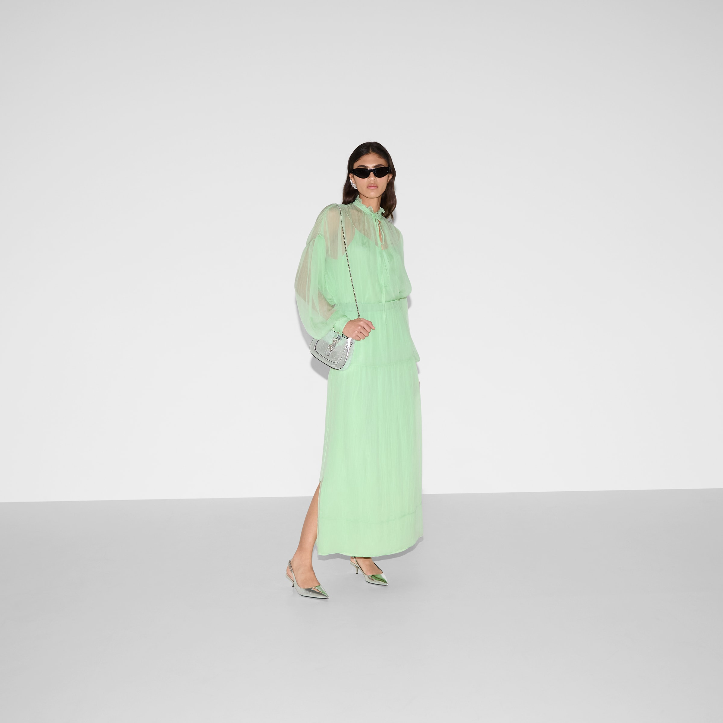 Silk chiffon creponne top - 6