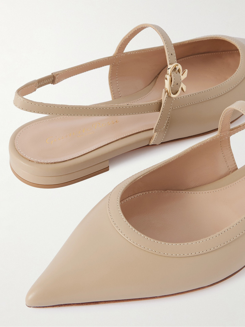 Leather Point-toe Mary Jane Slingback Flats 4