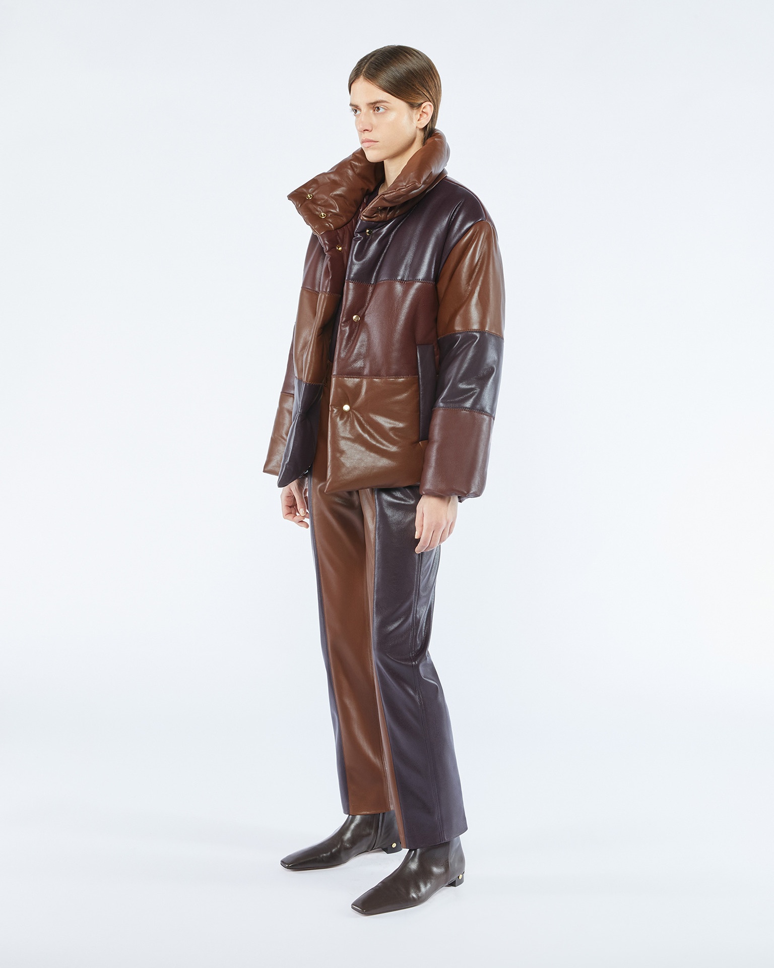 HIDE - Vegan leather puffer jacket - Dark brown patch - 4