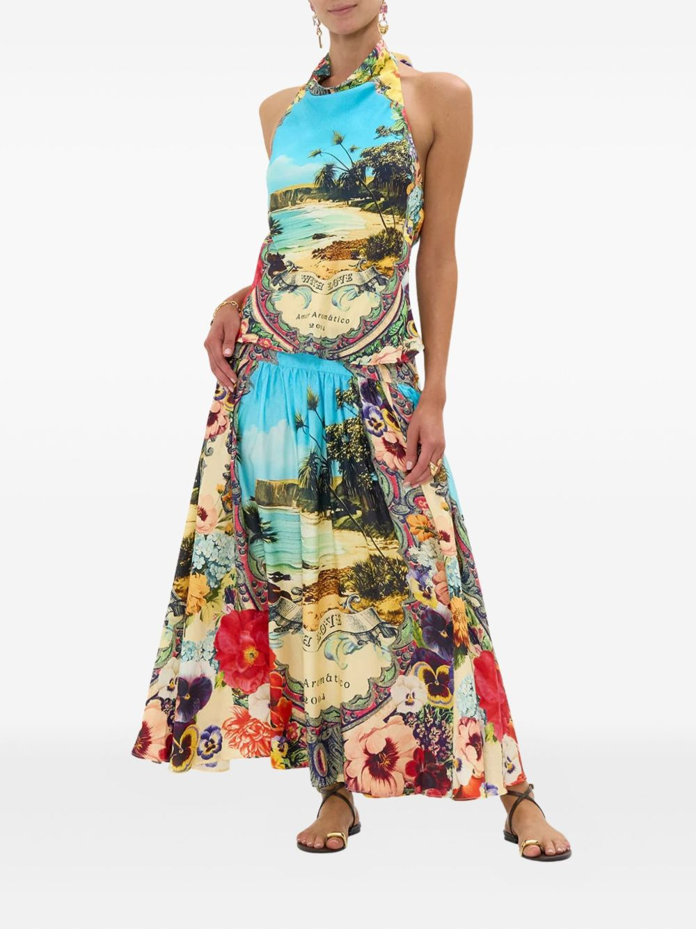 floral-print gathered midi skirt - 2