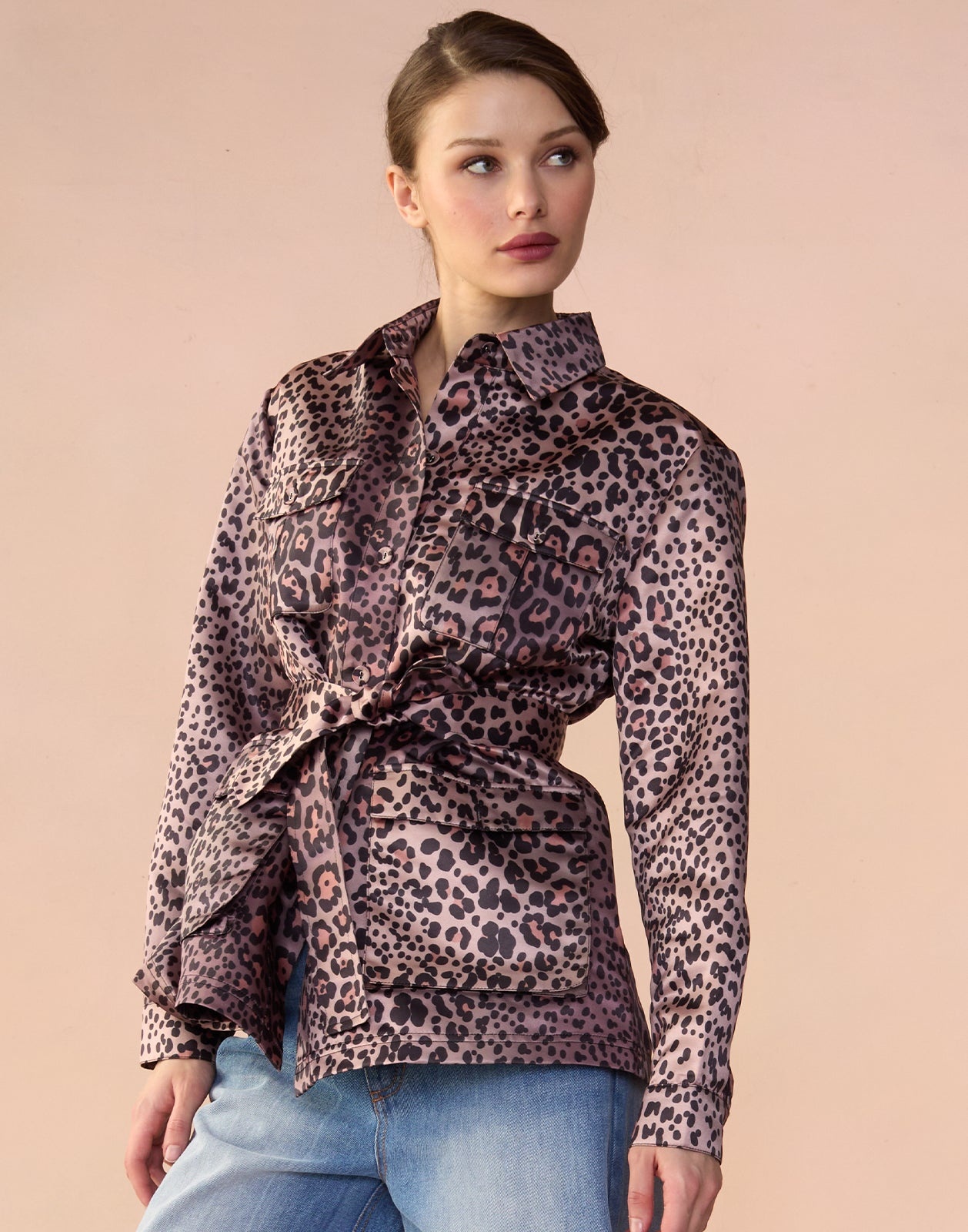 Leopardess Satin Safari Jacket - 3