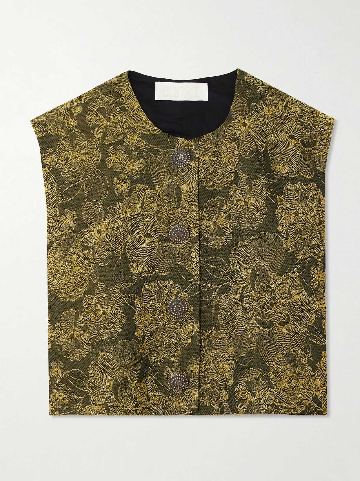 Hernan Cropped Embroidered Woven Vest - 1