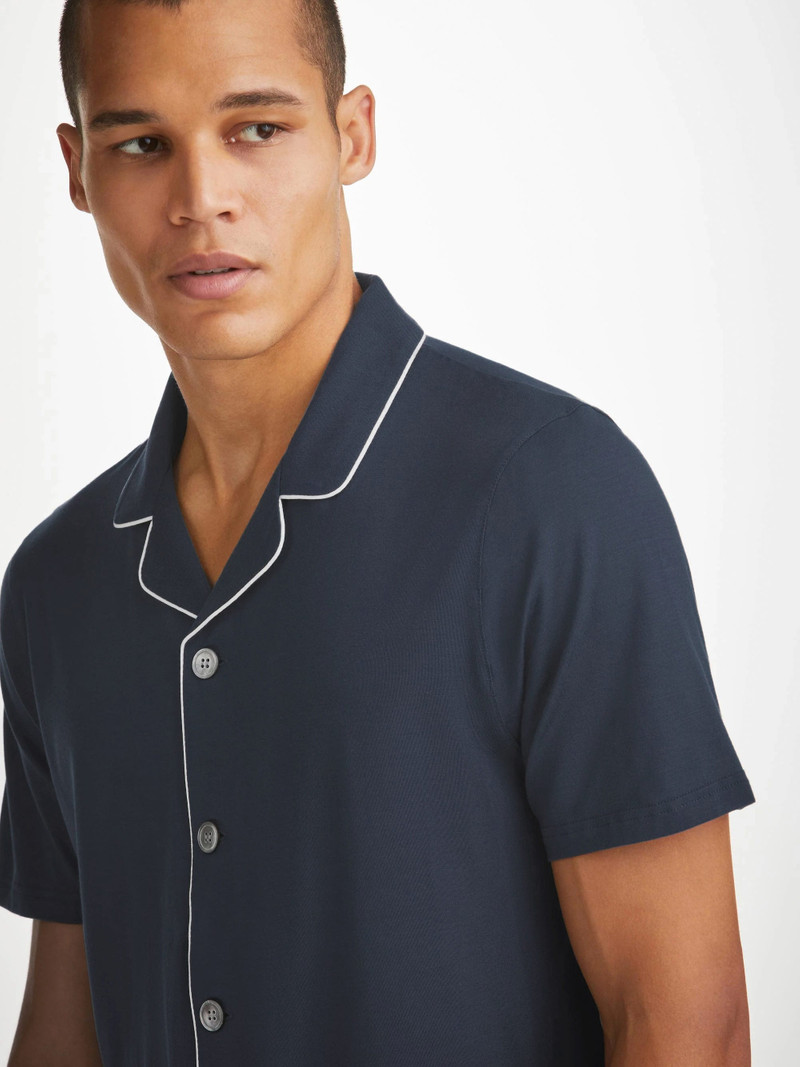 Men's Short Pajamas Basel Micro Modal Stretch Navy 5