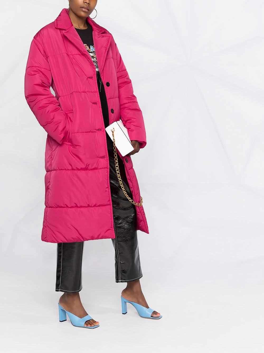 belted single-breasted padded coat - 6