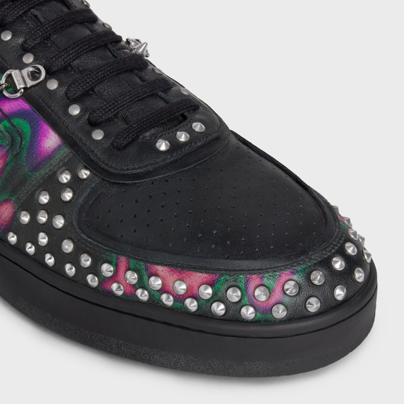 CT-01 "Z" TRAINER HIGH TOP SNEAKER WITH CHAINS AND STUDS in PRINTED CALFSKIN "HATE TO LOVE YOU" 4