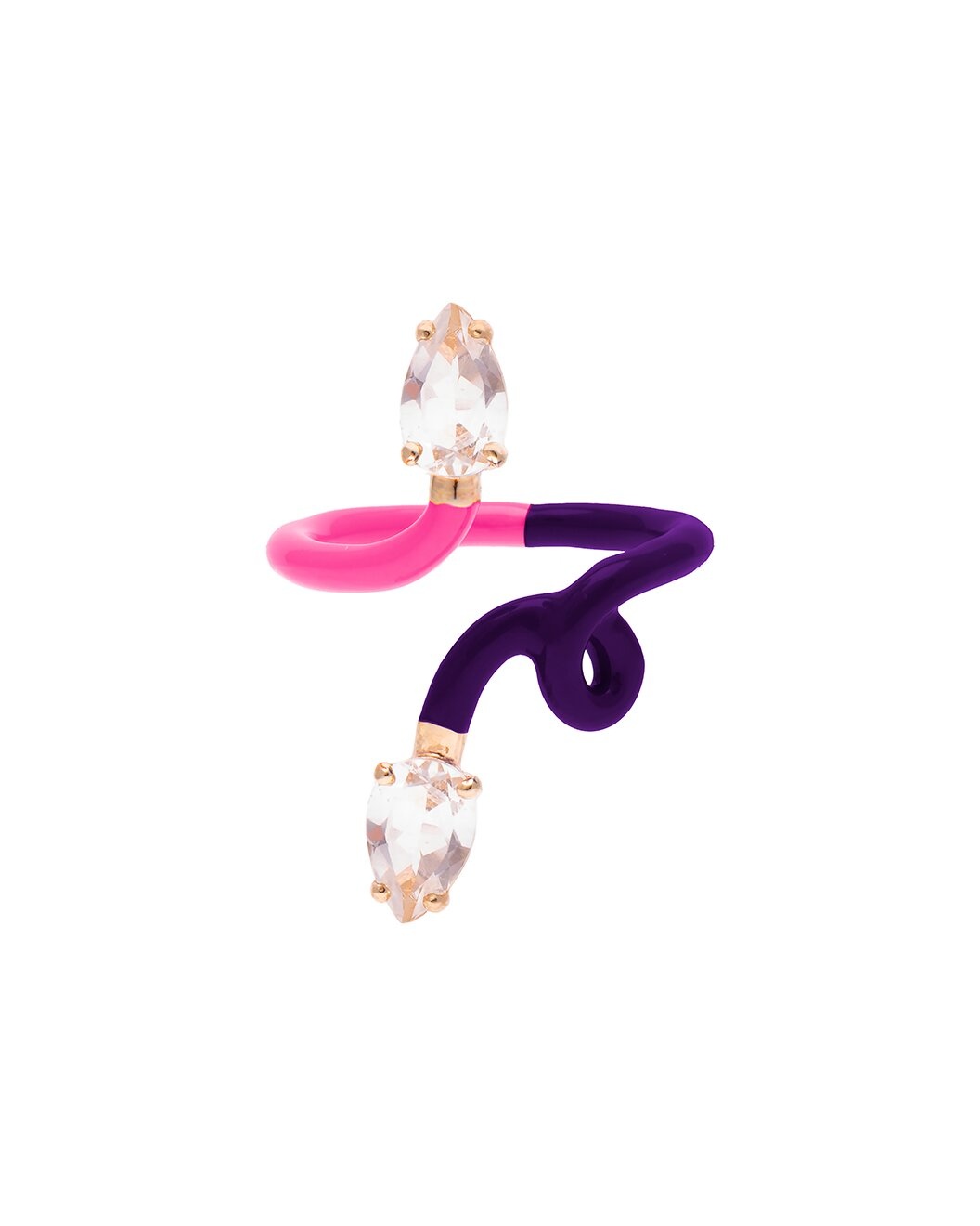 Bea Bongiasca You Are So Vine 9K & Silver 1.58 ct. tw. Rock Crystal Double Tendril Ring - 1