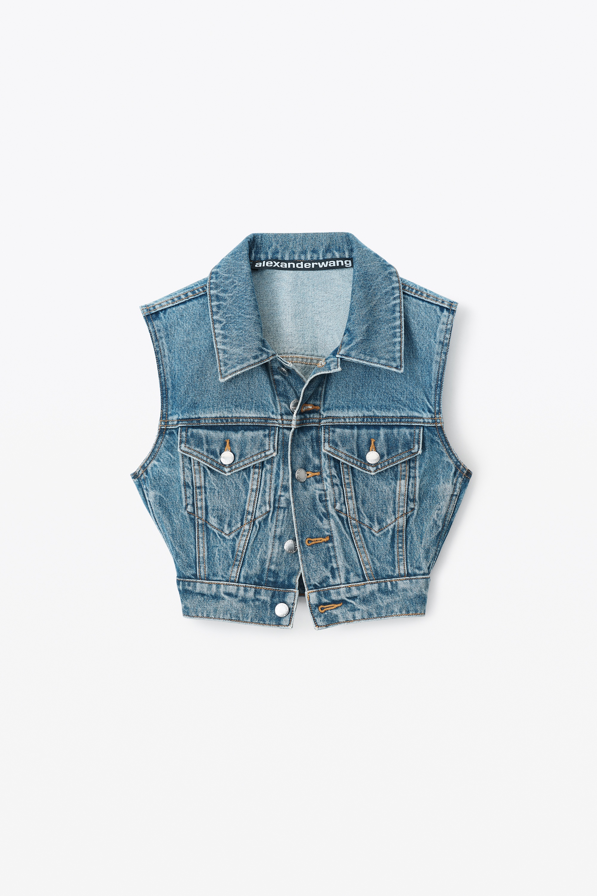 SHRUNKEN TRUCKER VEST IN DENIM - 1