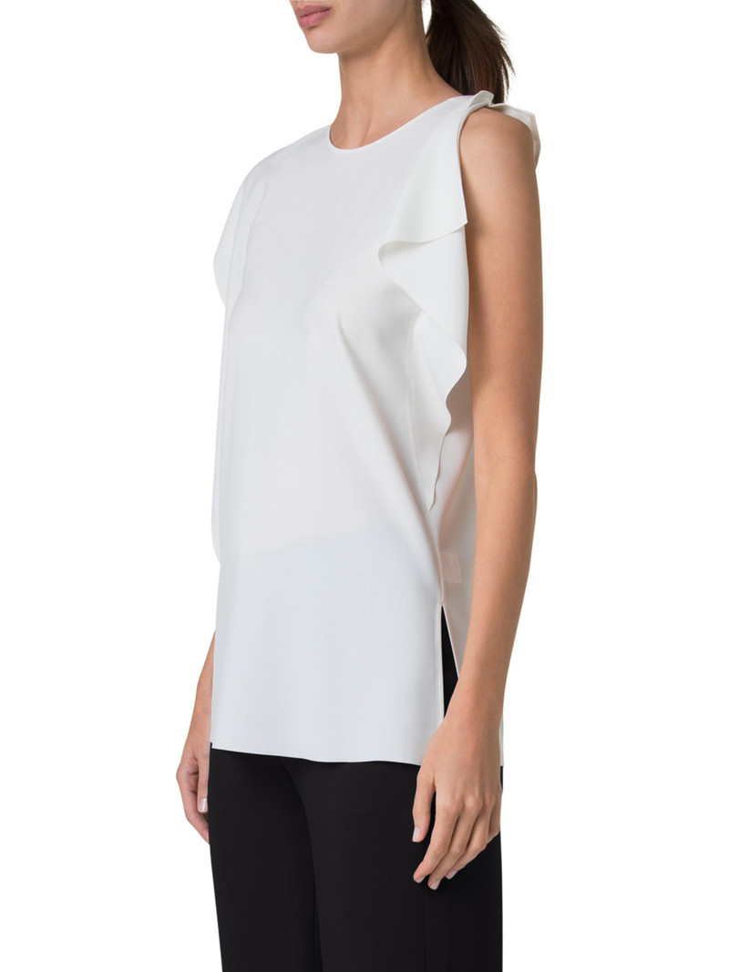 Women's Sleeveless Ruffled Tank Blouse - Cream 4