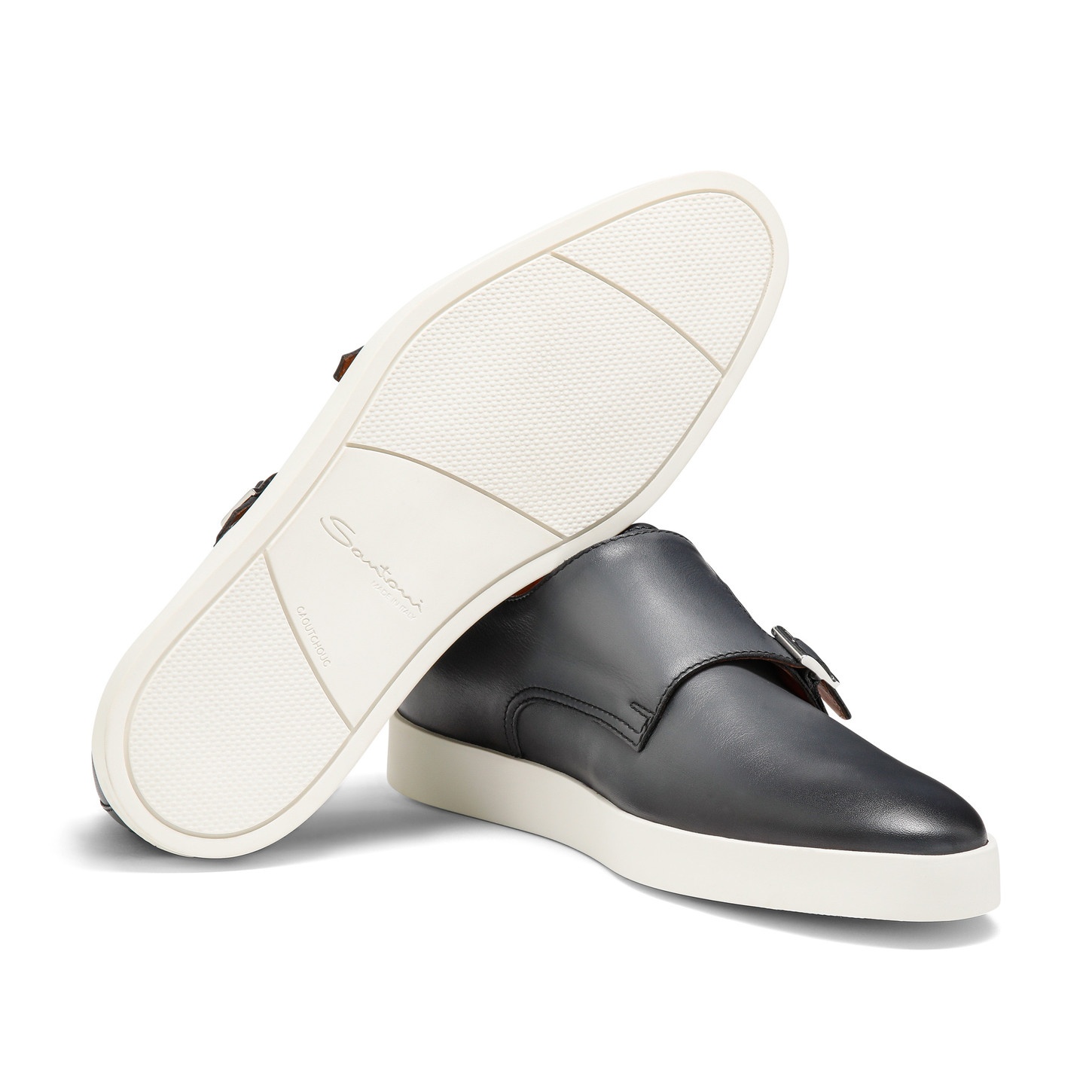 Men's grey leather double-buckle shoe - 3