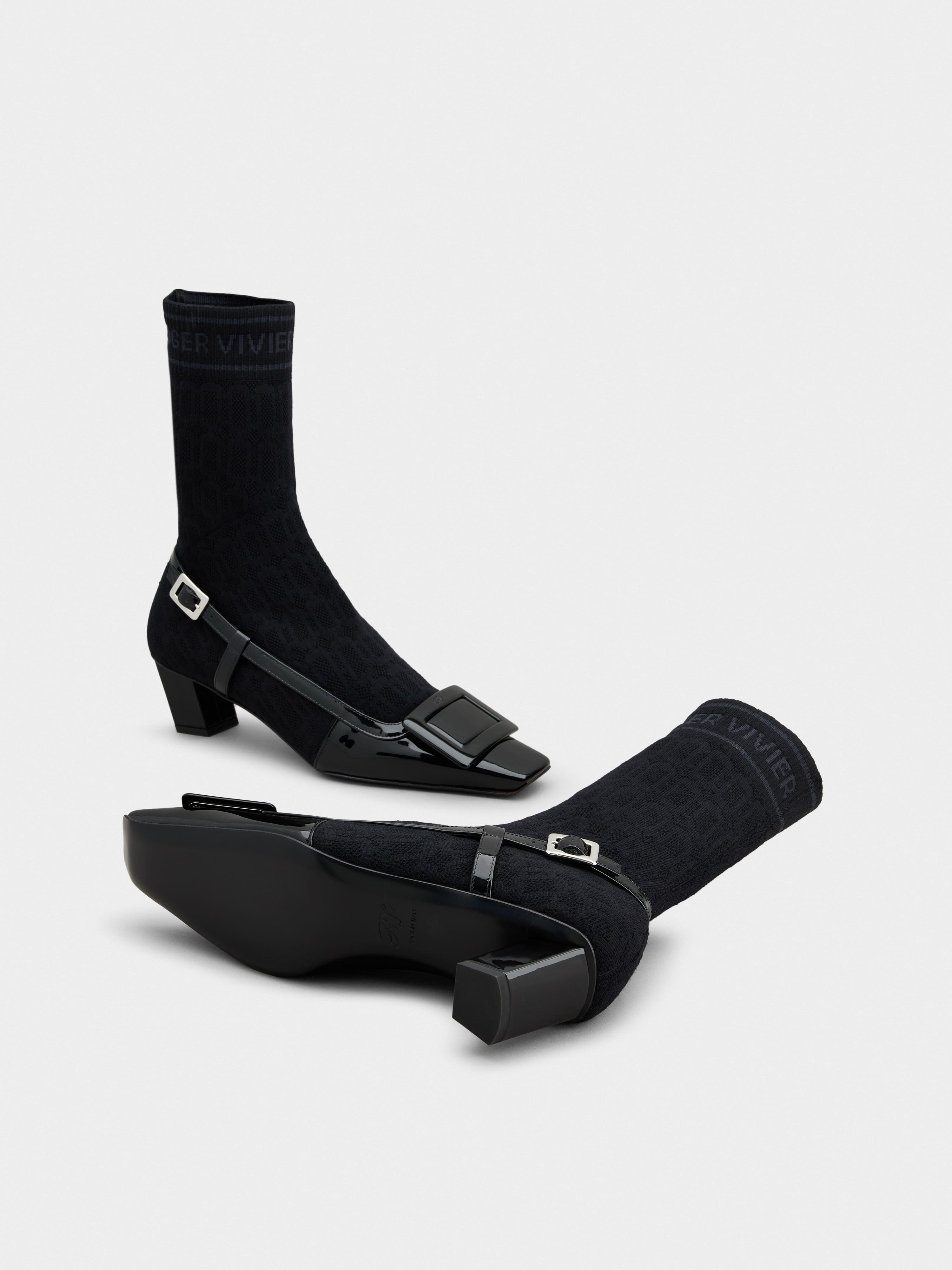 Belle Vivier Sock Lacquered Buckle Ankle Boots in Patent Leather - 6