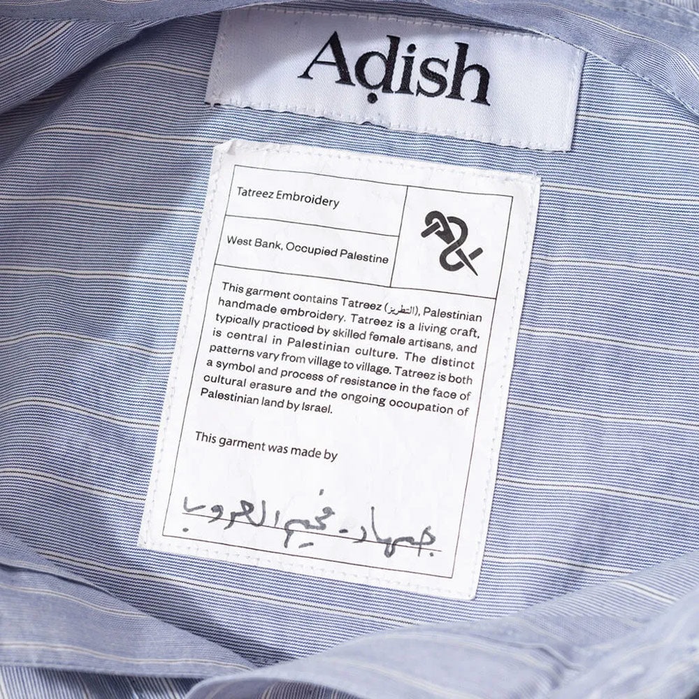 Nafnuf Logo Cotton Striped Shirt 'Light Blue' - 6