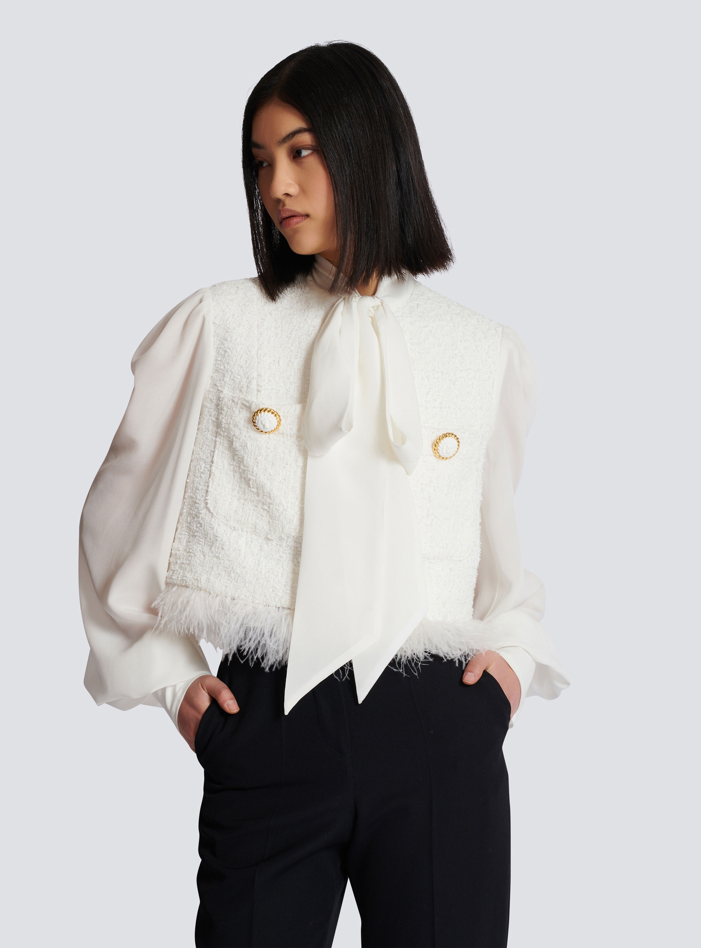 Tweed and crepe jacket - 6