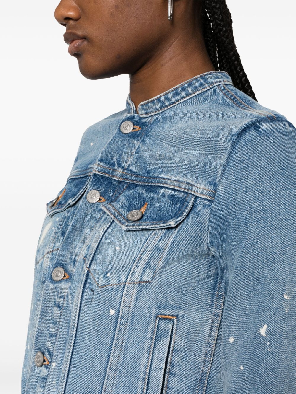 distressed denim jacket - 5