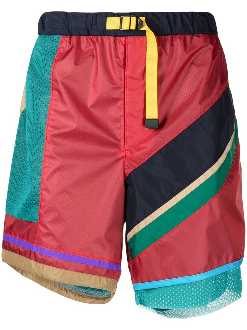 patchwork-panelled sports shorts 1