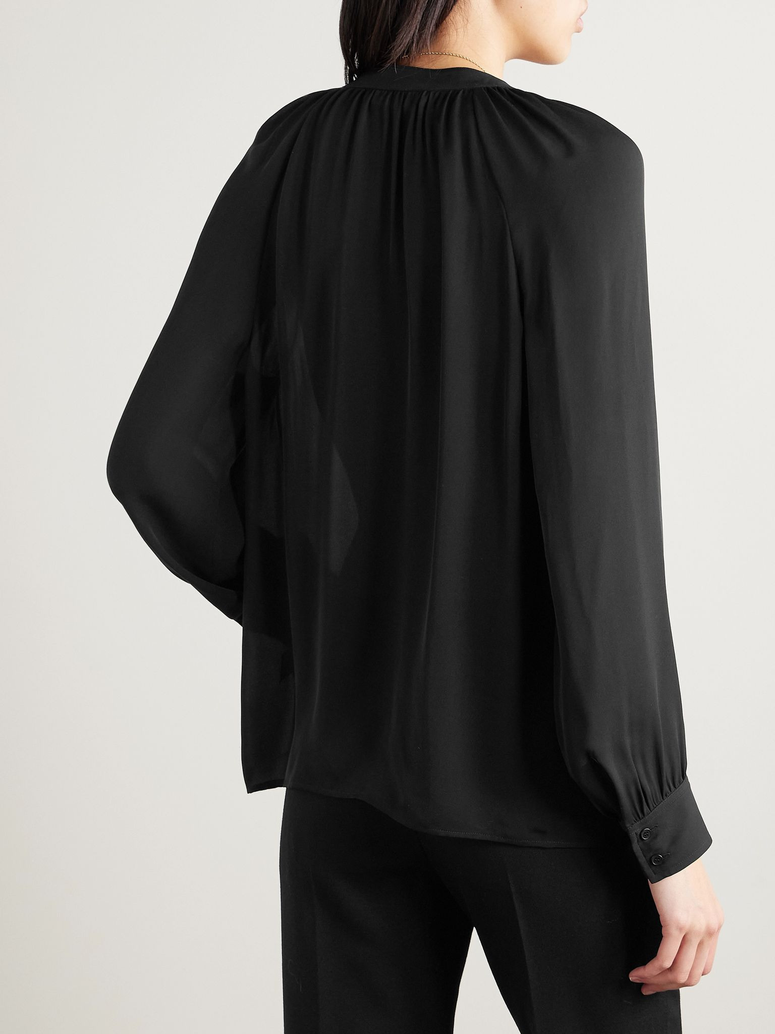 Lys tie-neck silk-chiffon shirt Black - 4