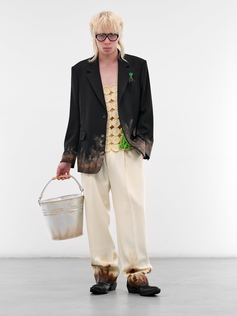 doublet White Wool Mud Print Trousers outlook