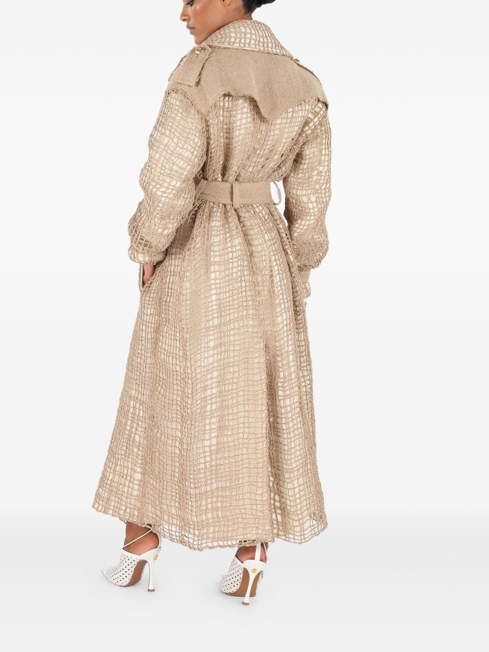 jute-panel trench coat - 4