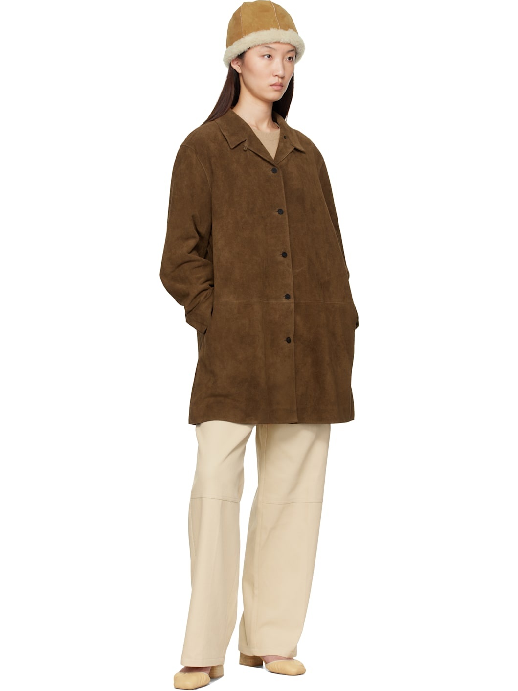 Tan Long Suede Jacket - 4