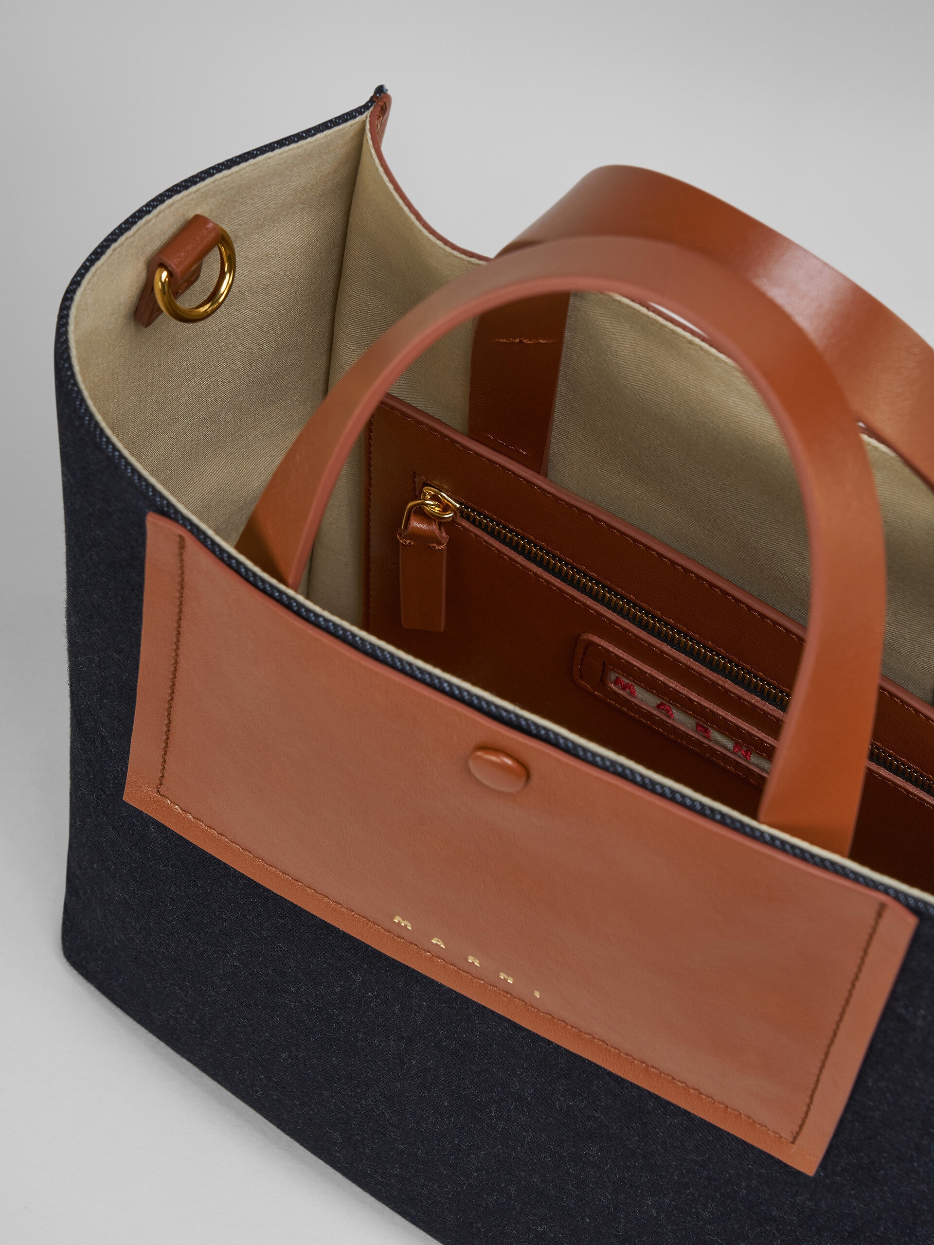 MUSEO SOFT LARGE BAG IN DENIM AND LEATHER - 4