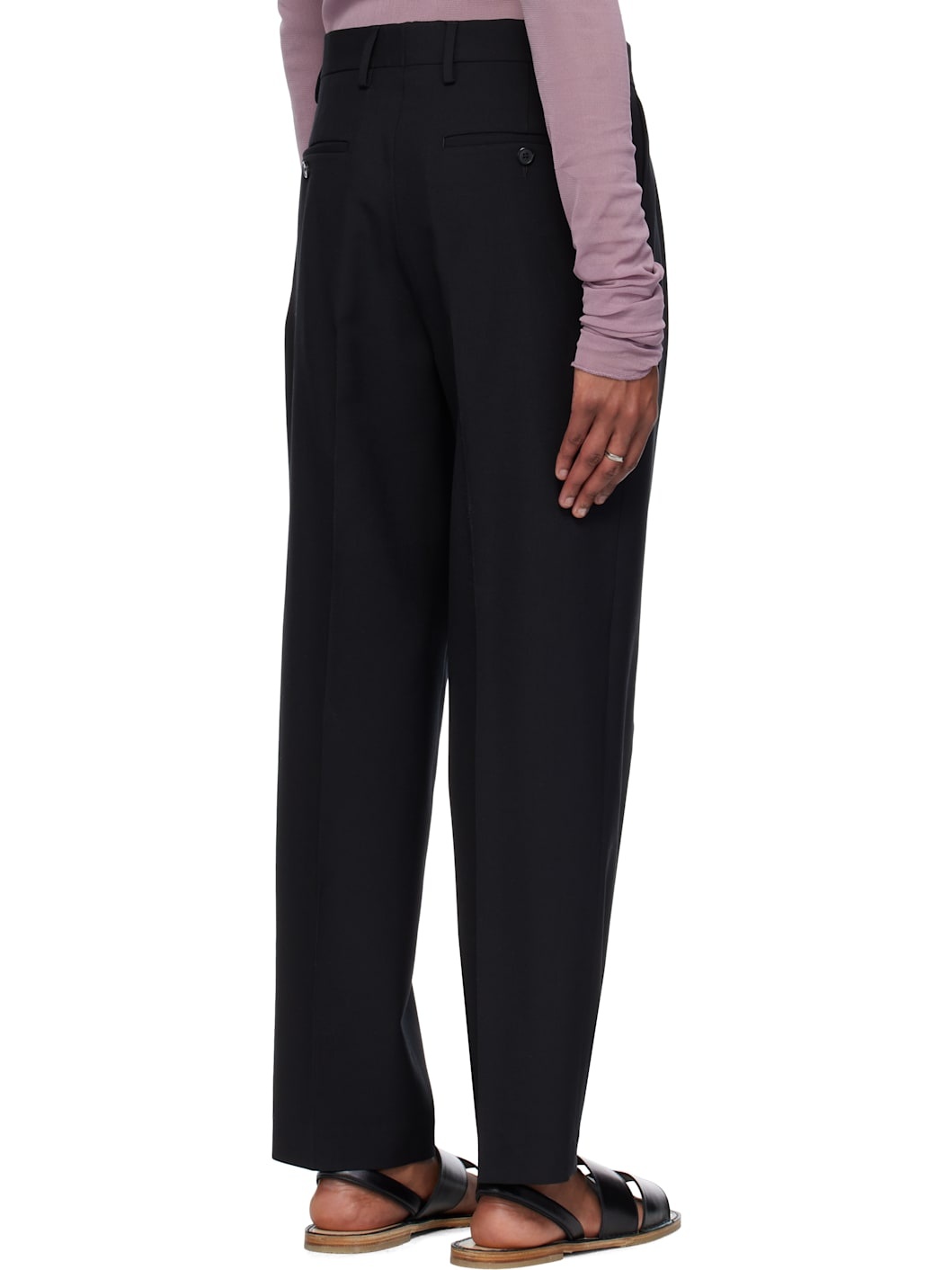 Black Wool Twill Trousers - 3