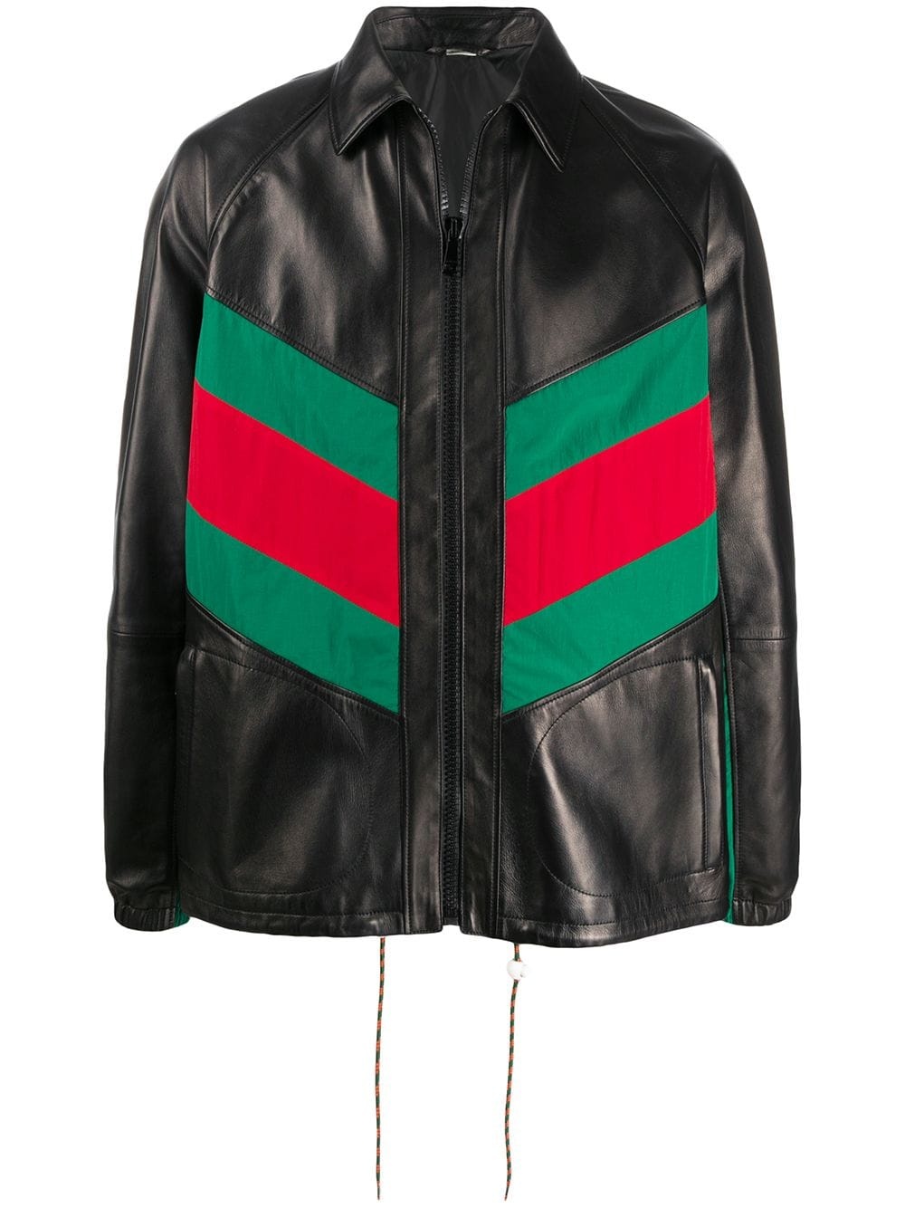 Web panel leather jacket - 1