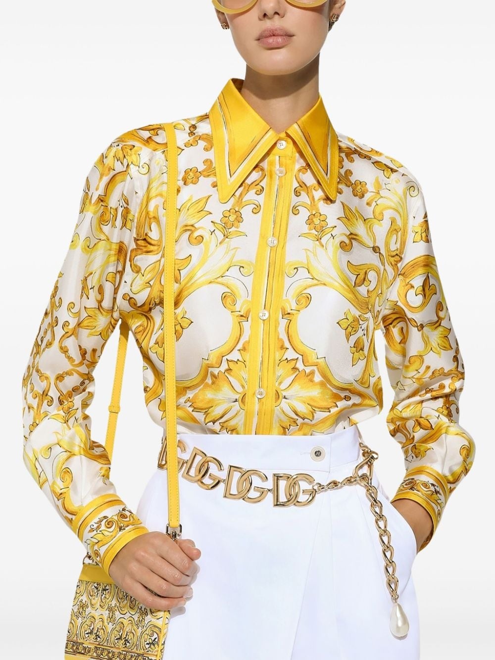Majolica-print silk shirt - 5
