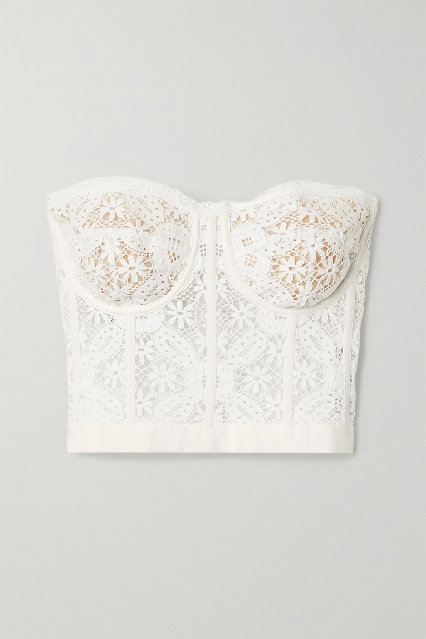 Cotton-blend guipure lace bustier top - 1