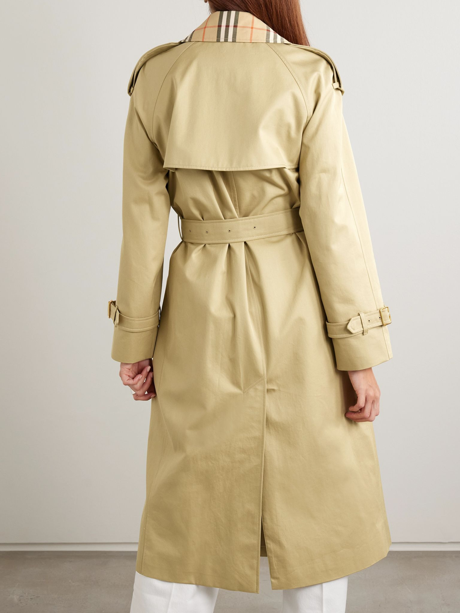 Castleford checked cotton-gabardine trench coat Beige - 4