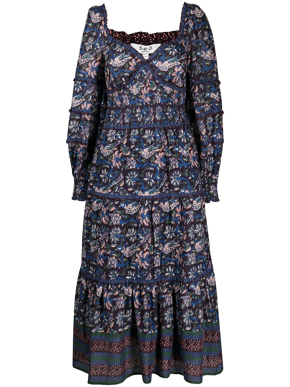 Noah long-sleeve smocked dress - 1