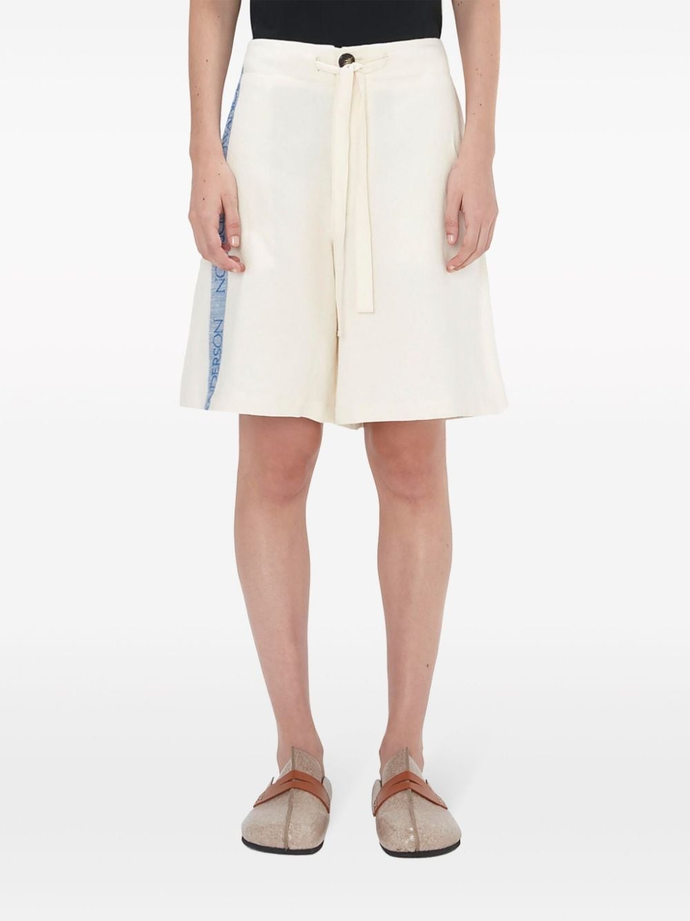 logo-tape wide-leg shorts - 3