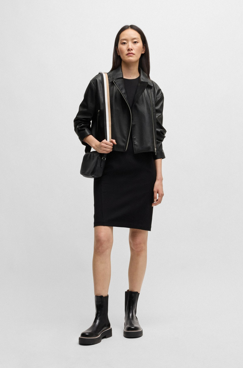 BOSS FAUX-LEATHER BIKER-STYLE JACKET WITH SIGNATURE TRIMS outlook