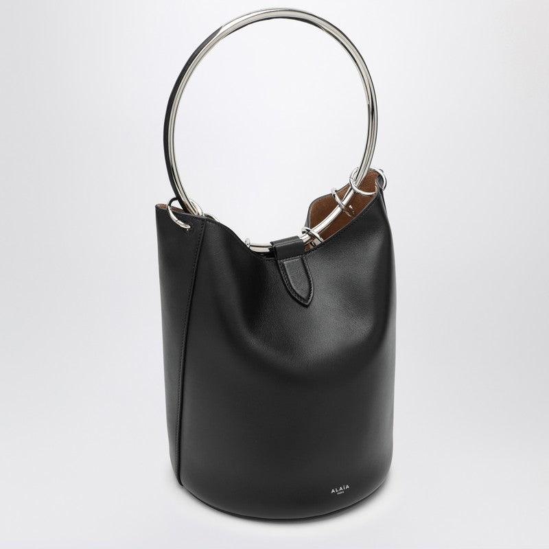 Alaia Large Ring Bucket Black Leather Bag Women - 2