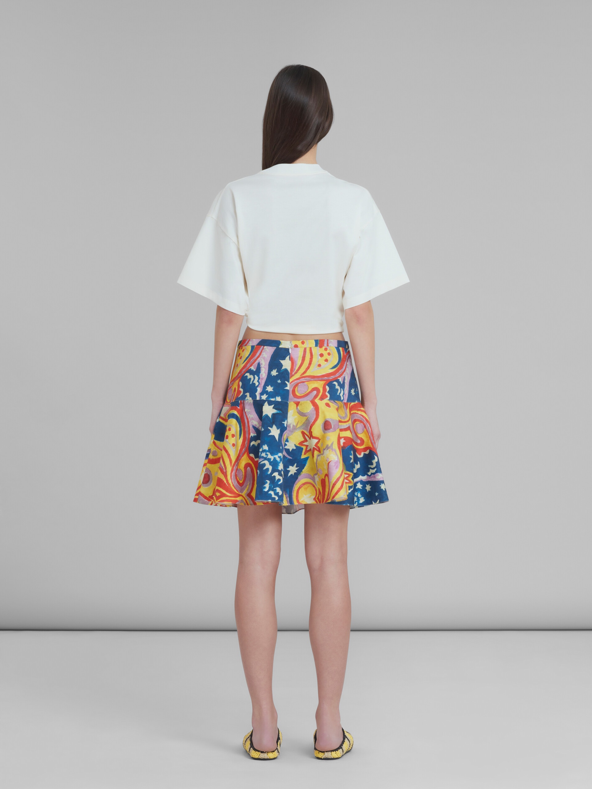 MARNI X NO VACANCY INN - COTTON FLOUNCE SKIRT WITH GALACTIC PARADISE PRINT - 3