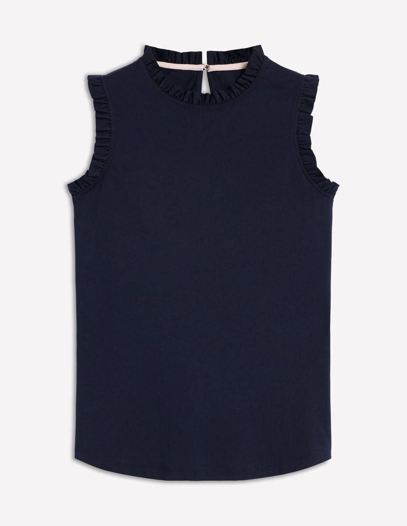 Supersoft Frill Detail Vest-Navy 1