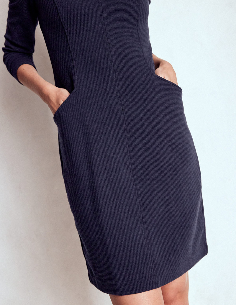Ellen V-neck Ottoman Dress-Navy 3