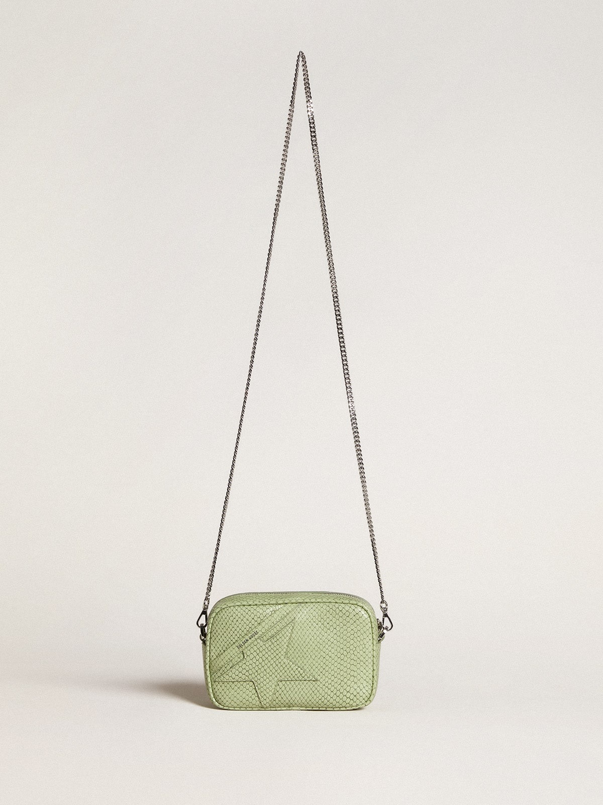 Mini Star Bag in light green snake-print leather - 2